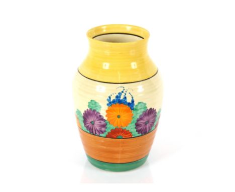 A Clarice Cliff "Gay Day" vase, 24cm high (restored)