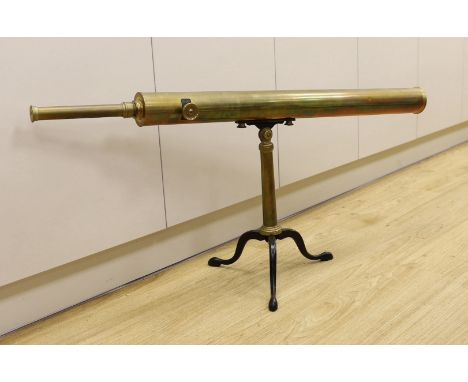 A Victorian Clarkson, High Holborn, brass telescope, on stand, 53cms high x 117cms long