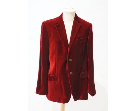 A gentleman's Gucci rich red velvet blazer with original ticket, Italian size 52, UK size 48