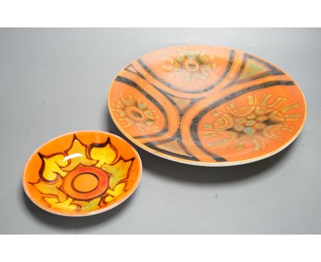 A Poole charger and a smaller plate, 27cms diameter