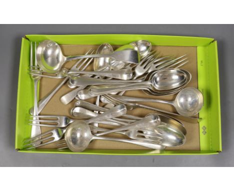 A matched part canteen of Victorian and later silver flatware for six, various patterns, dates and makers, including three pr