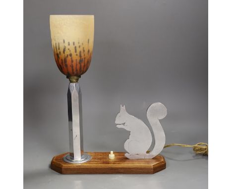 An Art Deco 'squirrel' lamp. 33cm high