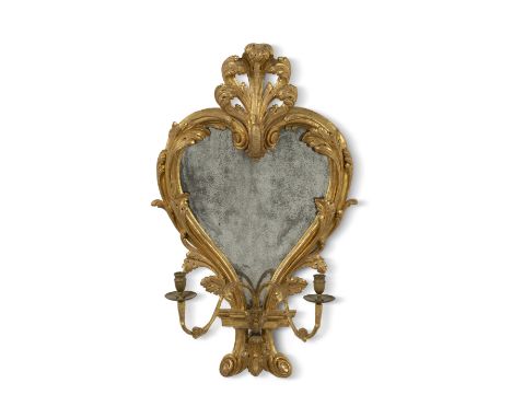 A fine pair of George III carved giltwood girandolesIn the manner of William France and John Bradburn, circa 1765-70The heart