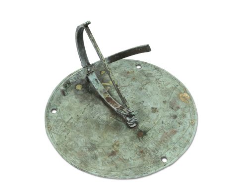 A brass circular sundialDated 1650 and inscribed Metcalfe Londini  25.5cm diameter (10in diameter) For further information on