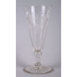 A mid 19th century dwarf ale with engraved bowl, 5 1/2" high