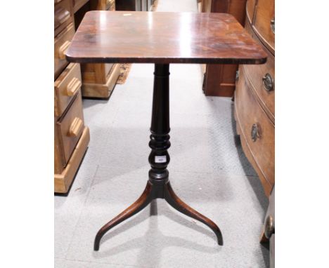 An early 19th century rosewood rectangular top occasional table, on turned column and tripod splay supports, top 18" wide