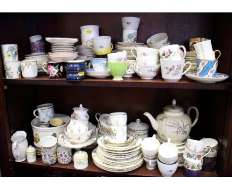 A Royal Worcester "Dunrobin" pattern part teaset and other cups and saucers, including Minton