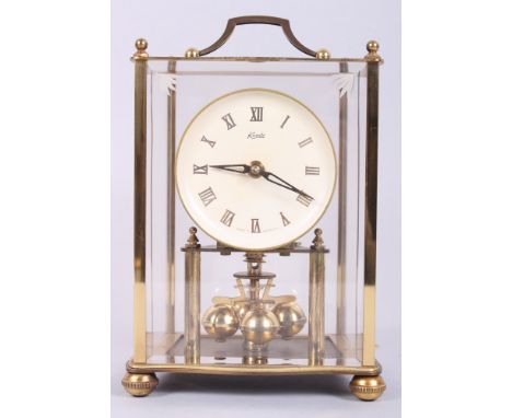 A brass and glass cased Kundo 400-day clock, 7 1/14" high