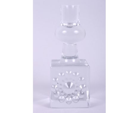A Boda glass candlestick, signed B Vallien to base, 6" high