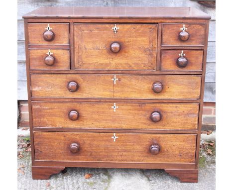 A 19th century mahogany "Scotch" chest of two small, two deep and three long graduated drawers, 45" wide