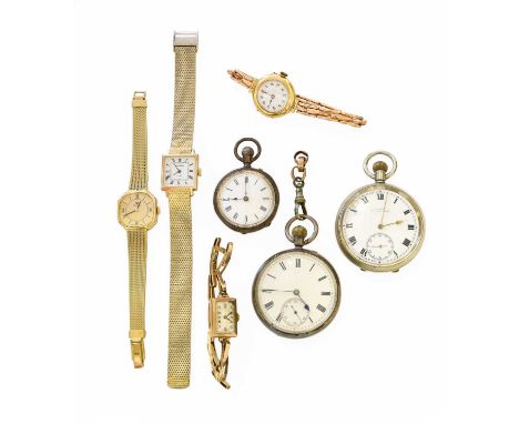 A Lady's 18 carat Gold Enamel Dial Wristwatch, one bracelet link stamped 15ct, together with another Lady's 9 Carat Wristwatc