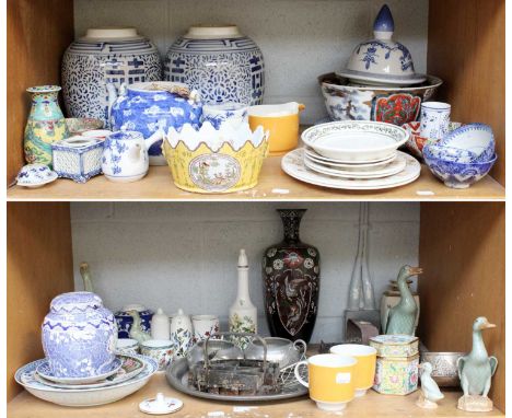 A Quantity of Assorted Ceramics and Glass, mainly Asian art including a Japanese Meiji period closoinne vase, a pair of Chine