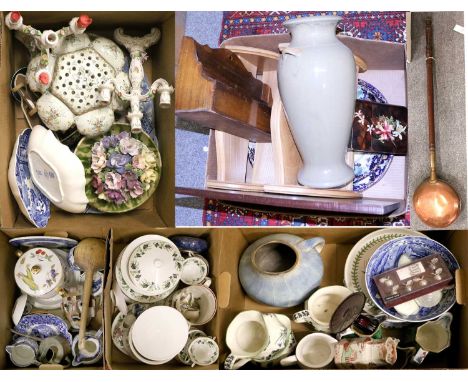 Five boxes of Miscellaneous Mostly Ceramics, including Foley diner service, Spode Italian Landcsape serving dishes and bowl, 