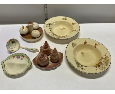 Two Carlton Ware condiment sets and a selection of Myott and Burleigh Ware 