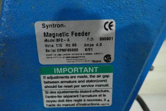 Syntron Vibratory Feeders Model Bf2 A Ss Bed 24 In Long X 12 In