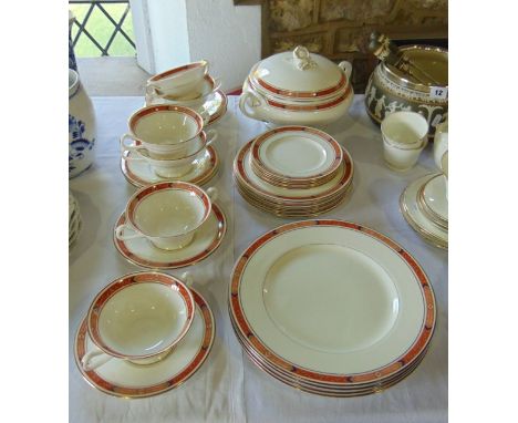 A collection of Royal Worcester Beaufort pattern dinner wares comprising a two handled tureen and cover, four dinner plates, 