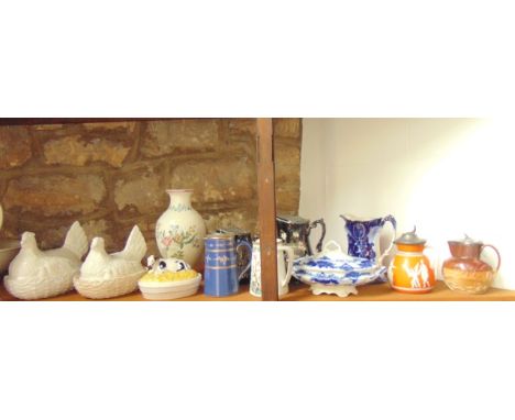 A collection of 19th century and other ceramics  including a late  Victorian Minton's jug and basin set with printed and infi