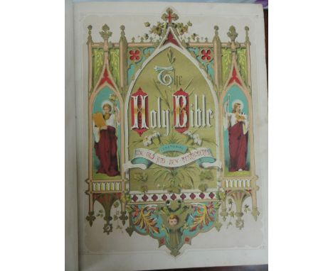 A 19th century family Bible, a collection of stamps mainly mid-20th century, a cribbage board, etc