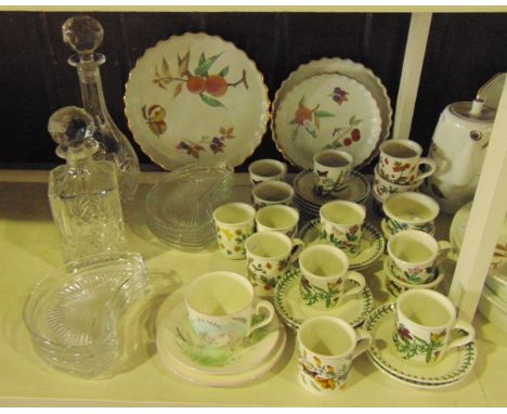A collection of Portmeirion Botanic garden coffewares comprising coffee can and ten saucers, together with five small ramekin