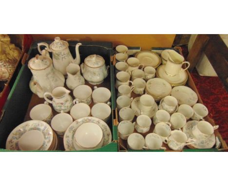 A collection of Royal Albert Silver Maple pattern coffeewares comprising coffee pot, milk jug, sugar bowl, six cups and six s