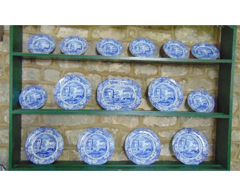 An extensive collection of Spode Italian pattern blue and white printed dinner wares comprising a substantial two handled tur