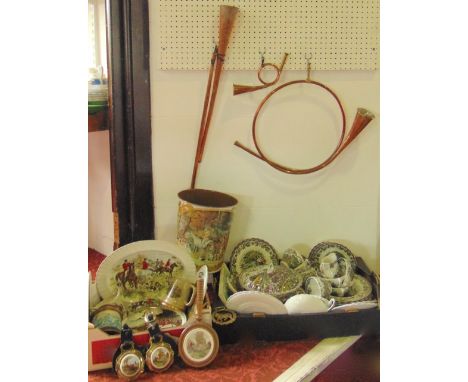 A collection of ceramics and other items relating to hunting and including a collection of Myotts Country Life pattern dinner