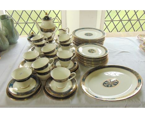 A quantity of Royal Doulton Carlyle pattern dinner, tea and coffeewares, comprising oval meat plate, twelve dinner plates, tw