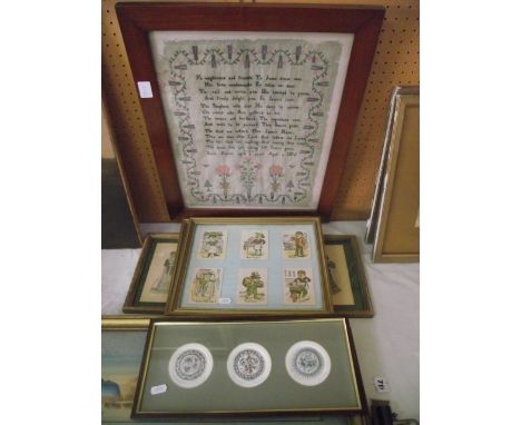 An early 19th century needlework sampler by Sarah Pascoe aged 8 years and dated April 3rd 1816, with flower vases, religious 