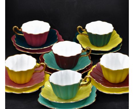 ROYAL STUART 18 PIECE BONE CHINA TEA SET - 6 CUPS, 6 SAUCERS AND 6 TEA PLATES