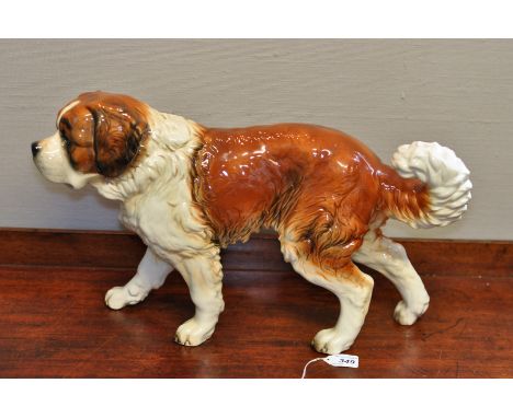 GOEBEL LARGE SAINT BERNARD PORCELAIN DOG FIGURINE 30026-35 (APPROX 47CM LONG), SMALL CHIP BEHIND EAR