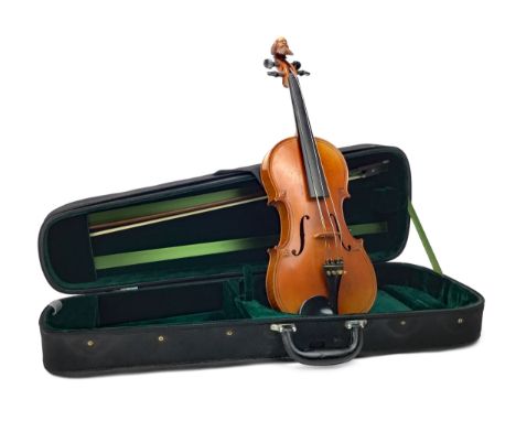 19TH CENTURY VIOLIN BY HONORE DERAZEY, bearing label inscribed 'Gaspard Duiffo Pruggard... anno 1620', the curled one piece 3