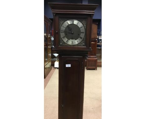 EARLY 20TH CENTURY MAHOGANY LONGCASE CLOCK, by Cameron of Kilmarnock, with three train movement, the silvered chapter ring wi