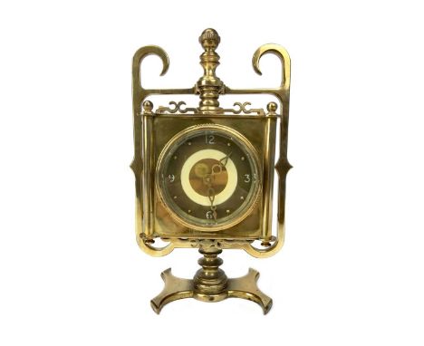 MID-20TH CENTURY BRASS CASED MANTEL CLOCK, the one train movement by A.M Ovens, with Arabic numerals, contained in a brass ca