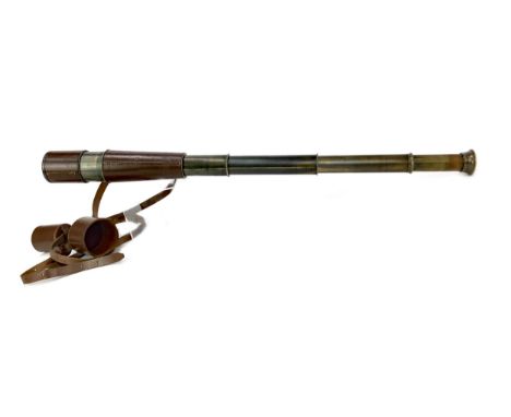 MID-20TH CENTURY TELESCOPE BY BROADHURST, CLARKSON &amp; CO., four drawer, leather bound brass body, 28cm undrawn