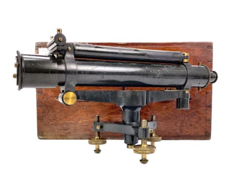 EARLY 20TH CENTURY SURVEYORS LEVEL, by J. Haldon, Manchester, circa 1900 to 1910, in fitted hardwood case, with tripod