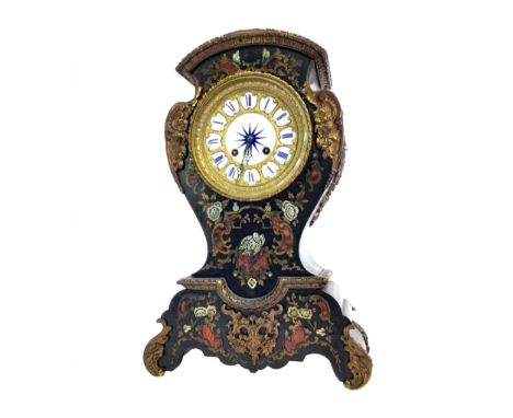 LATE VICTORIAN BOULLE MANTEL CLOCK, the two train movement by H. Marc, the gilt dial with Roman numeral chapter markers, cont
