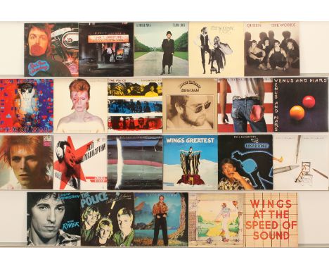A collection of Classic Rock LPs to include (1) Fleetwood Mac - Rumours (1977 UK 1st Press); (2) Queen - The Works (1984 UK P