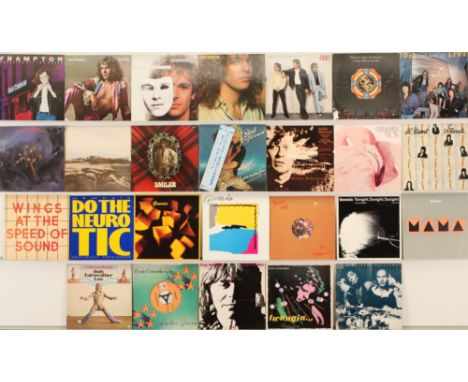 A collection of Rock LPs and 12" to include artists; Dave Edmunds, Peter Frampton, Andy Fairweather Low, Genesis, Huey Lewis 