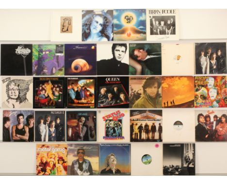 A Collection of Rock LPs and 12" to include artists; Queen, Peter Gabriel, John Cougar, Boz Scaggs, Status Quo, Pretenders, C