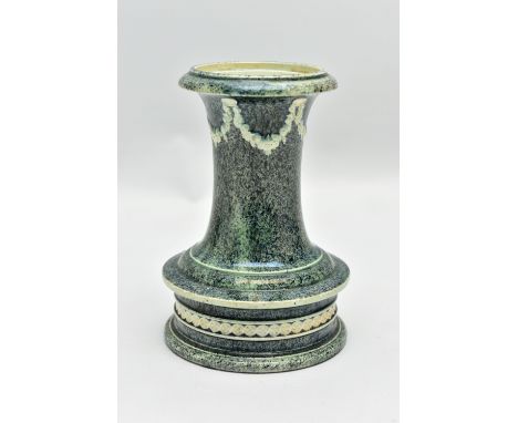 A LATE 18TH CENTURY WEDGWOOD CREAMWARE PORPHYRY VASE OR STAND, mottled green/black glaze, lacking a cover or further section,