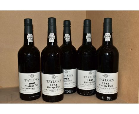 VINTAGE PORT, five bottles of TAYLOR'S 1985 Vintage Port, bottled in 1987, 20.5% vol, 75cl, seals intact, ullage consistent f
