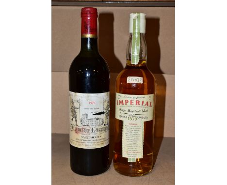 SINGLE MALT &amp; GRAND CRU WINE, comprising one bottle of the rare IMPERIAL SINGLE HIGHLAND MALT Scotch Whisky, distilled 19