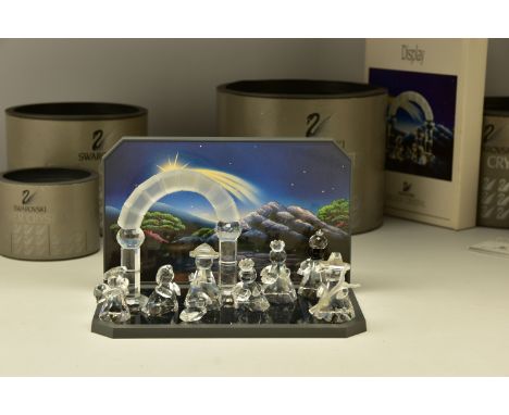 SWAROVSKI CRYSTAL NATIVITY SCENE, comprising boxed Arch (153974) 1991, height 9cm, boxed Holy Family (160795) set of three, 1