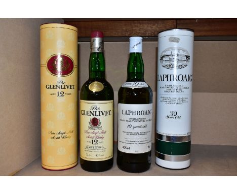 SINGLE MALT, two bottles of exceptional Single Malt, comprising one bottle of LAPHROAIG Islay Malt Scotch Whisky 10 years old
