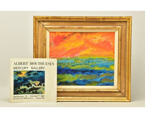 ALBERT HOUTHUESEN (DUTCH / BRITISH 1903-1979) AN UNTITLED FAUVIST STLYE SUNSET SEASCAPE, oil on board, signed bottom right, p