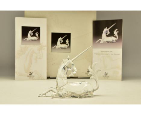 A BOXED SWAROVSKI COLLECTORS SOCIETY ANNUAL FIGURE FROM FABULOUS CREATURES TRILOGY - THE UNICORN 1996 (191727), designed by M