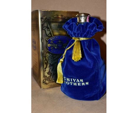 WHISKY, one bottle of Chivas Brothers ROYAL SALUTE blended Scotch Whisky, 40% vol. 700ml, in a blue ceramic flagon, velvet po