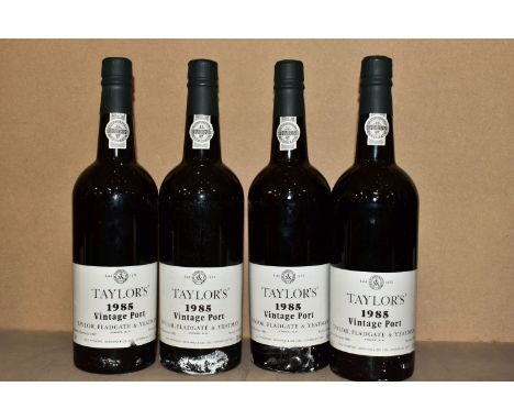 VINTAGE PORT, four bottles of TAYLOR'S 1985 Vintage Port, bottled in 1987, 20.5% vol, 75cl, seals intact, ullage consistent f