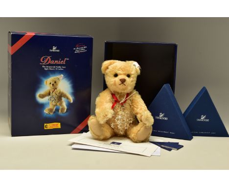 A BOXED STEIFF LIMITED EDITION DANIEL THE SWARVOSKI TEDDY BEAR, 2004, named after Daniel Swarovski, limited edition no. 00607