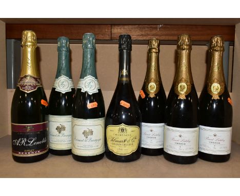 WINE &amp; CHAMPAGNE, seven bottles of white sparkling wine and Champagne from France comprising, three Bouvet-Ladubay 'Treso